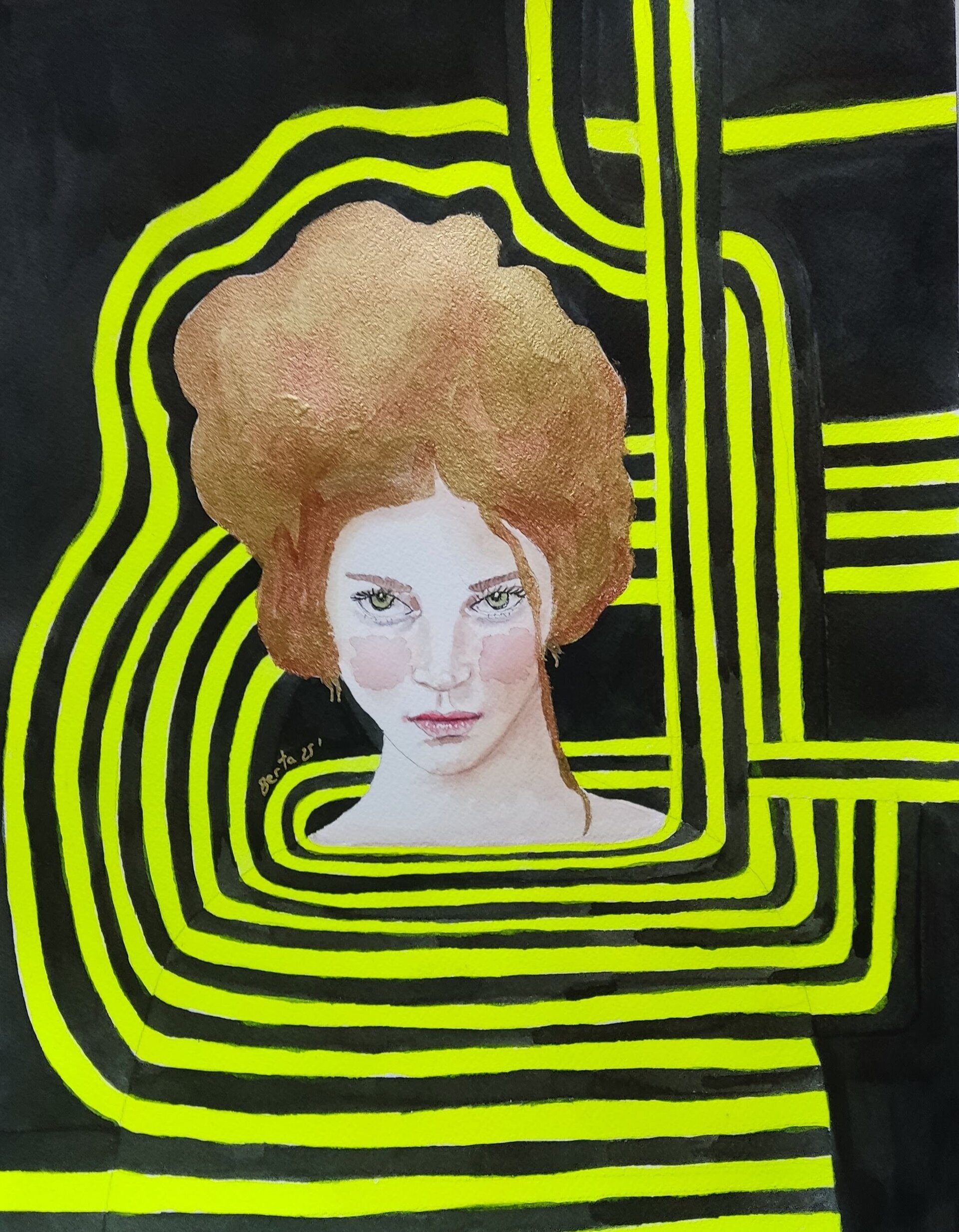 Acuarela Retrato Femenino "Estoy hecha un lío" - 1