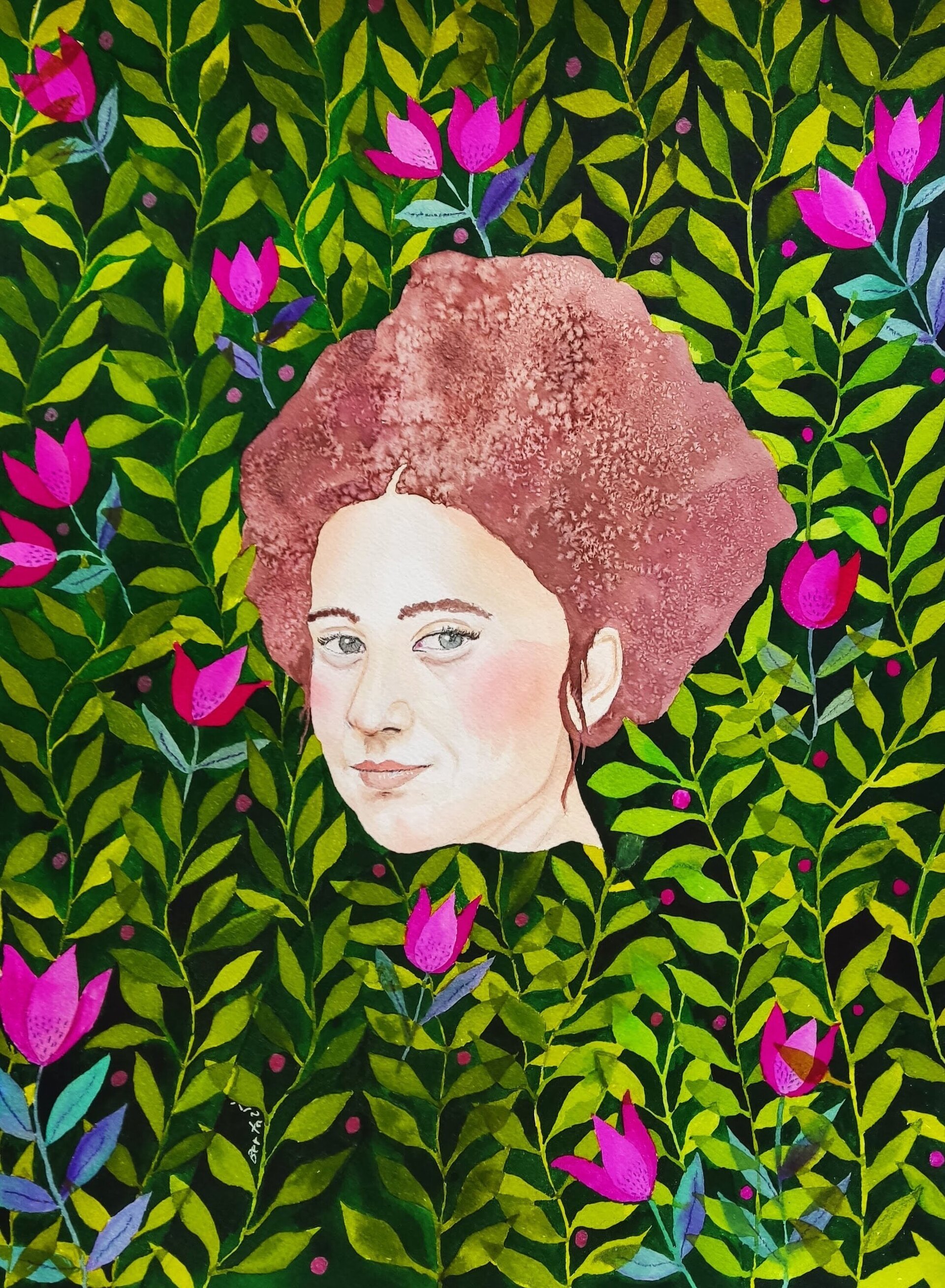 Acuarela Retrato Femenino "Sólo el amor" - 1