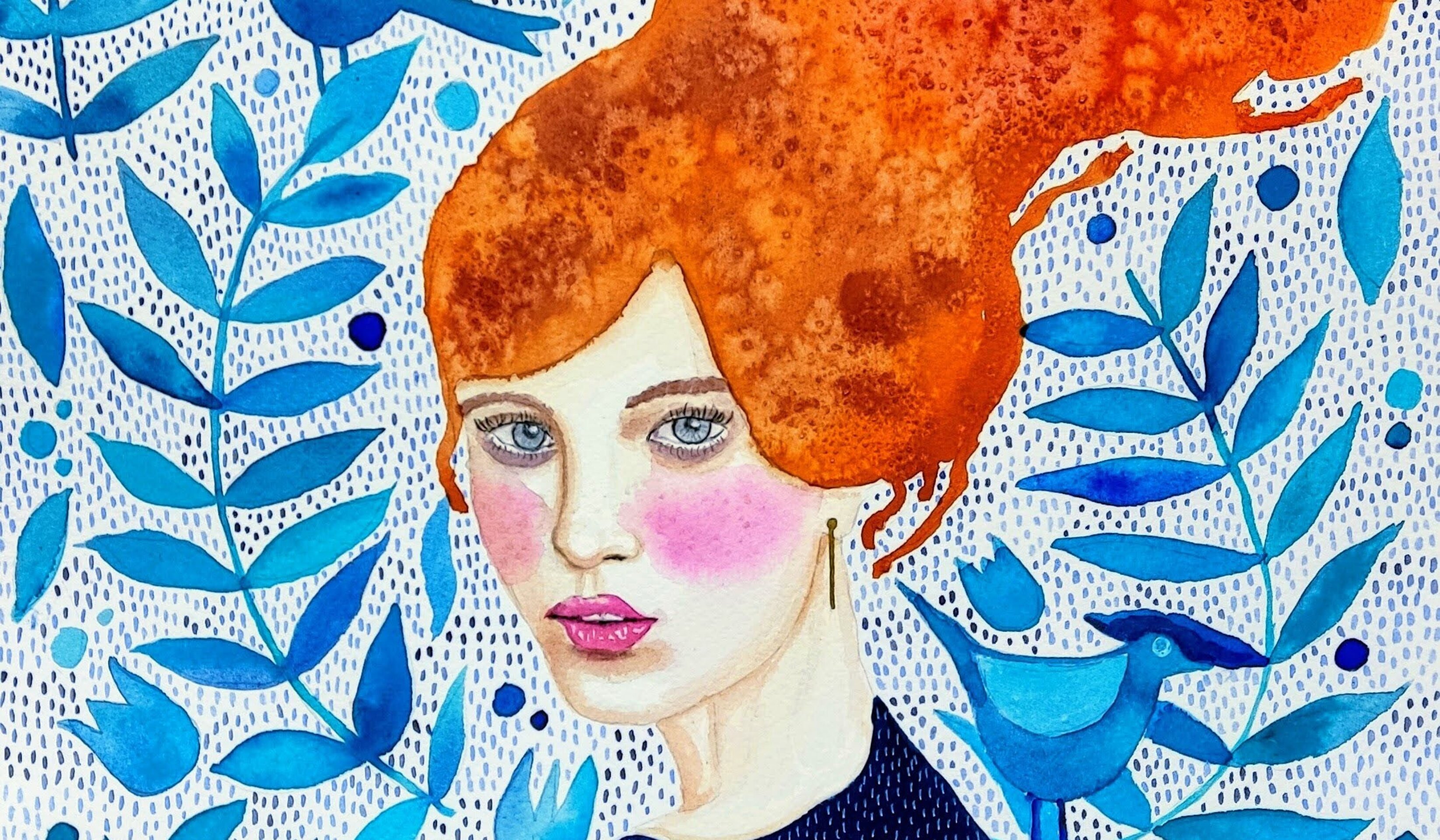 Acuarela, retrato femenino: "Soy belleza" - 2