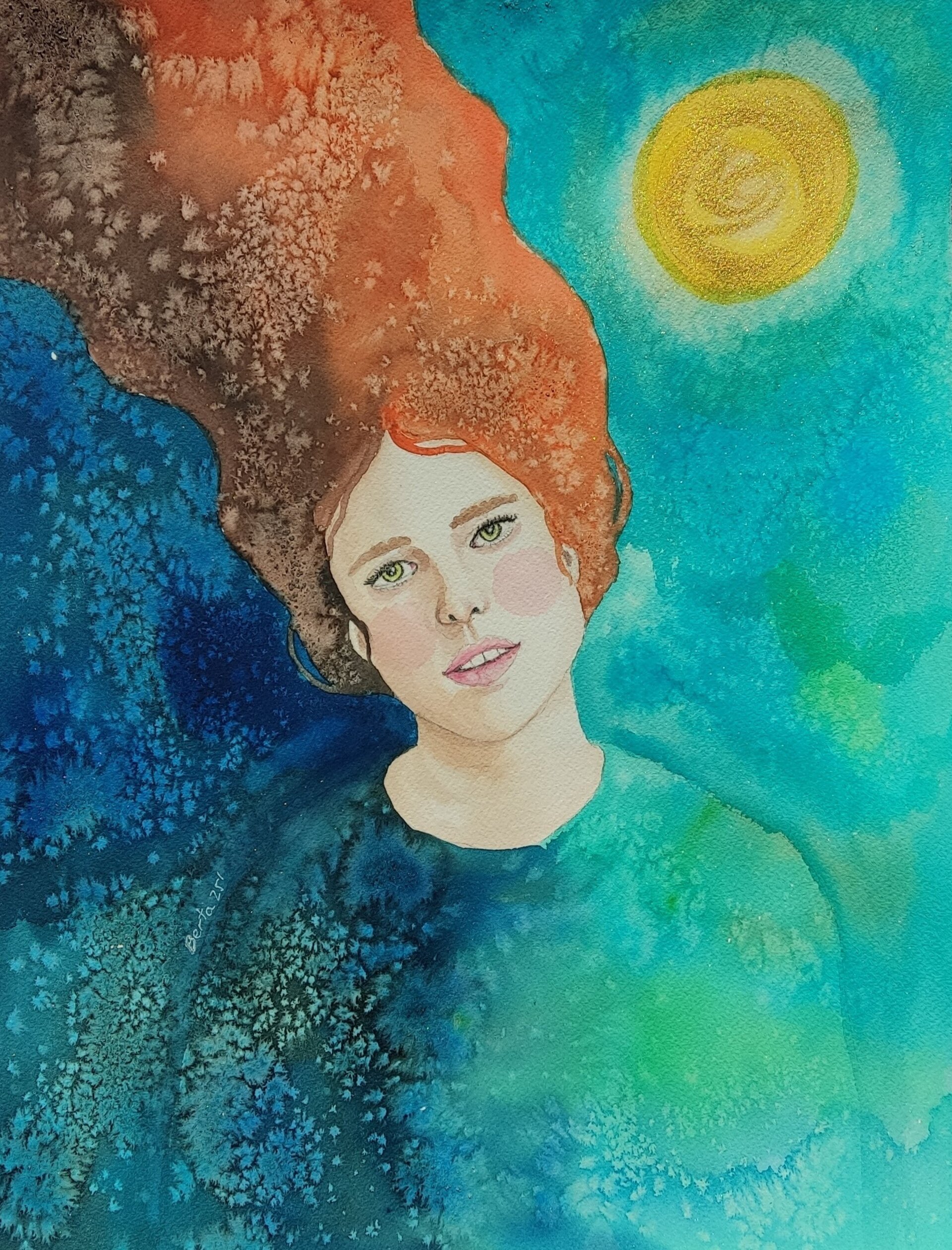 Acuarela Retrato Femenino "En ti conviven lo visto y lo aún en sombra" - 1