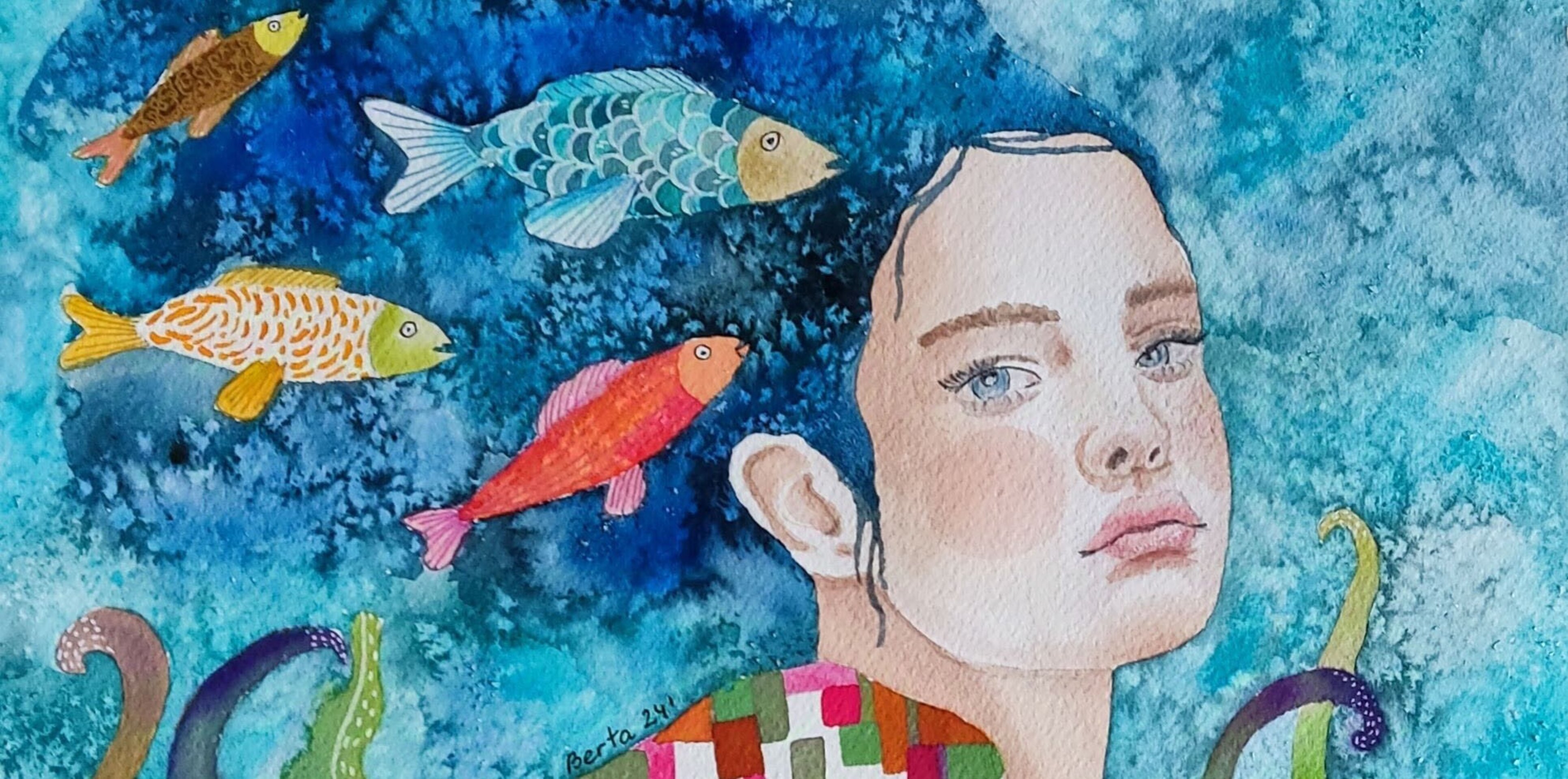Acuarela Retrato Femenino "Soltar amarras"- Arte Hecho a Mano - 2