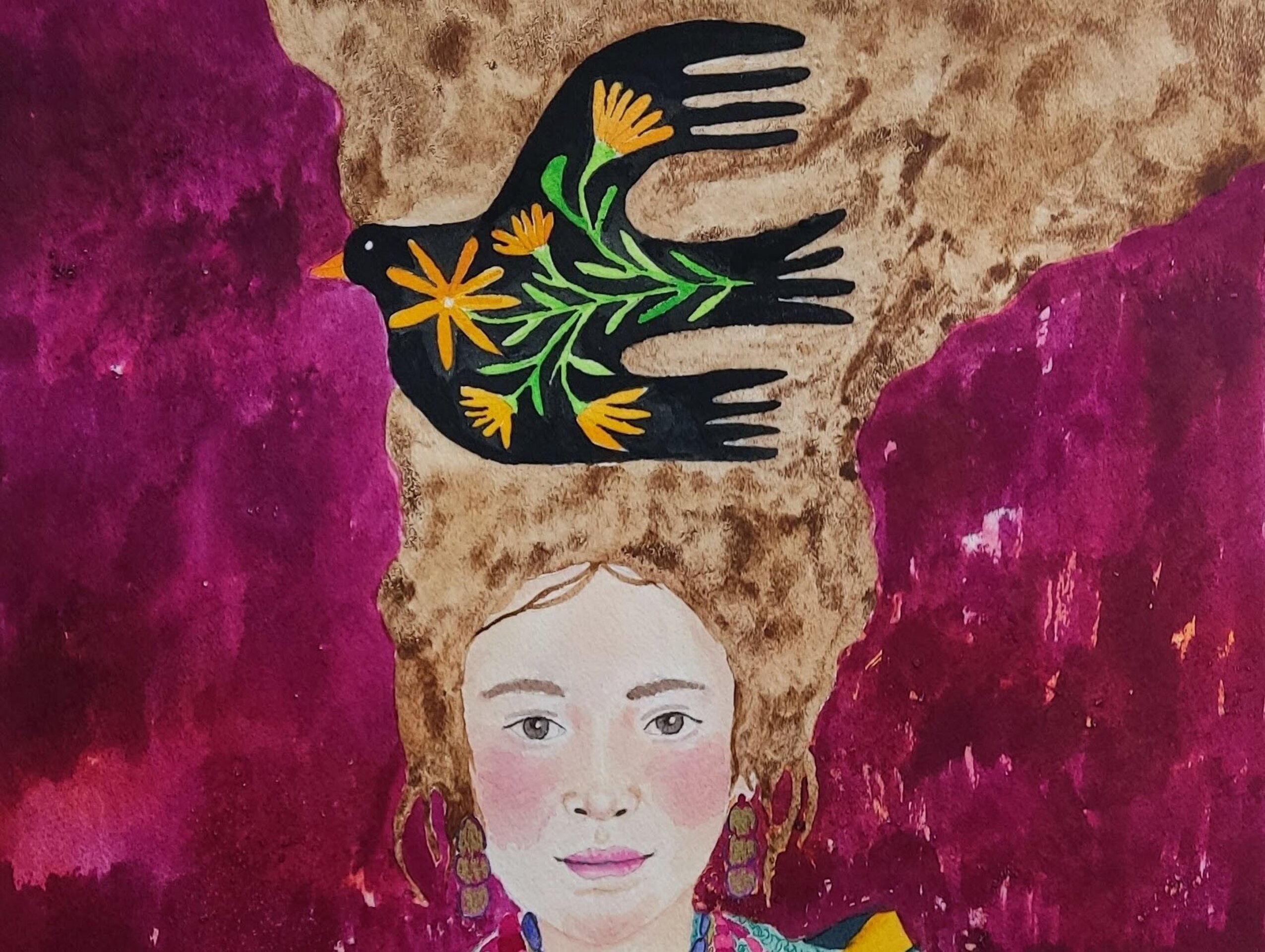 Acuarela, retrato femenino: "Pasaba por aquí" - 2