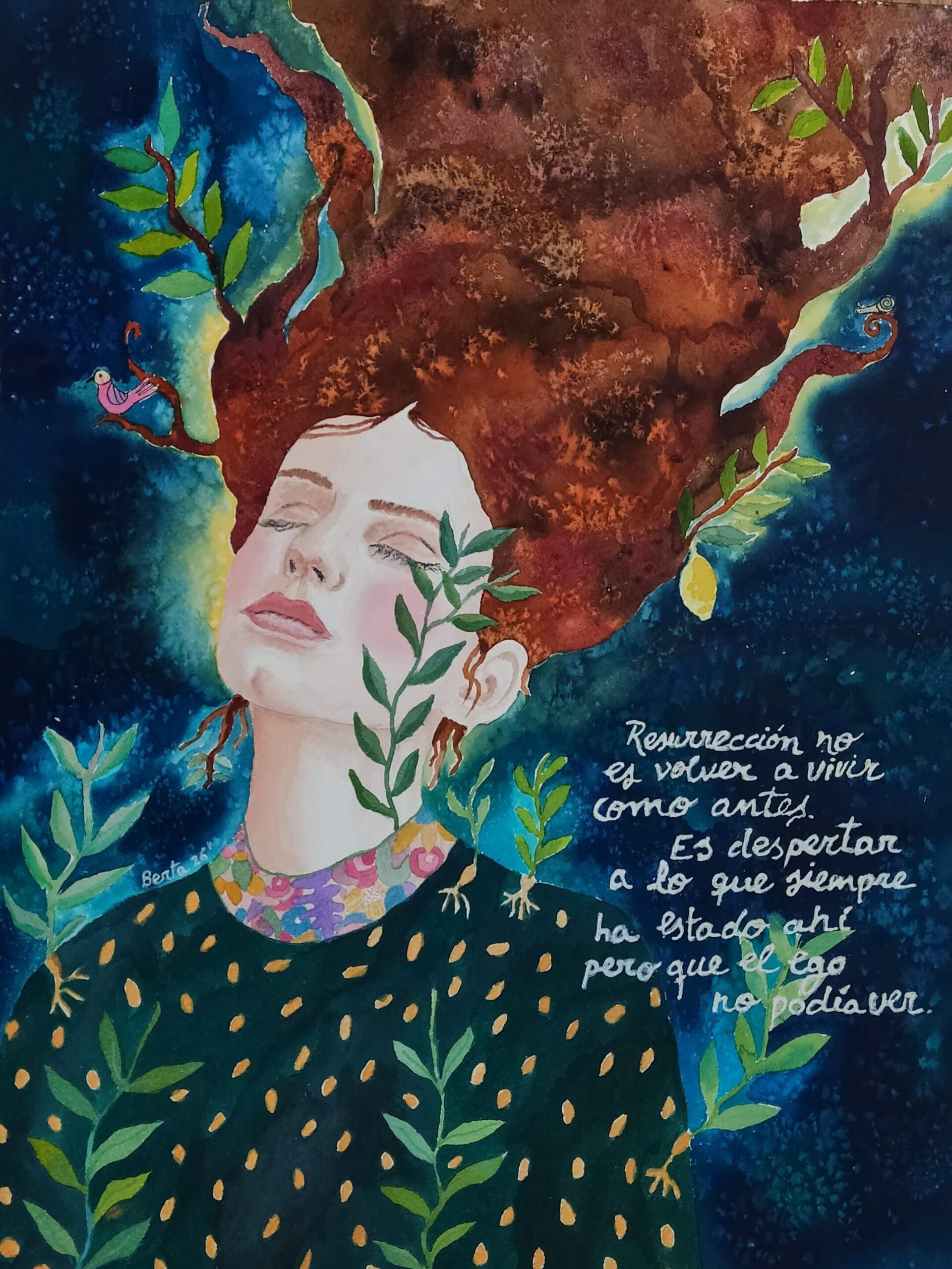 Acuarela Retrato Femenino "Resurrección" - 1