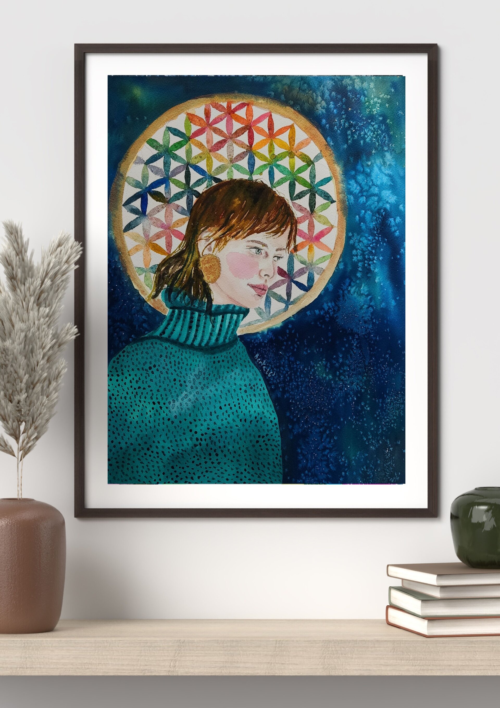 Acuarela Retrato Femenino "La flor de la vida" - 3