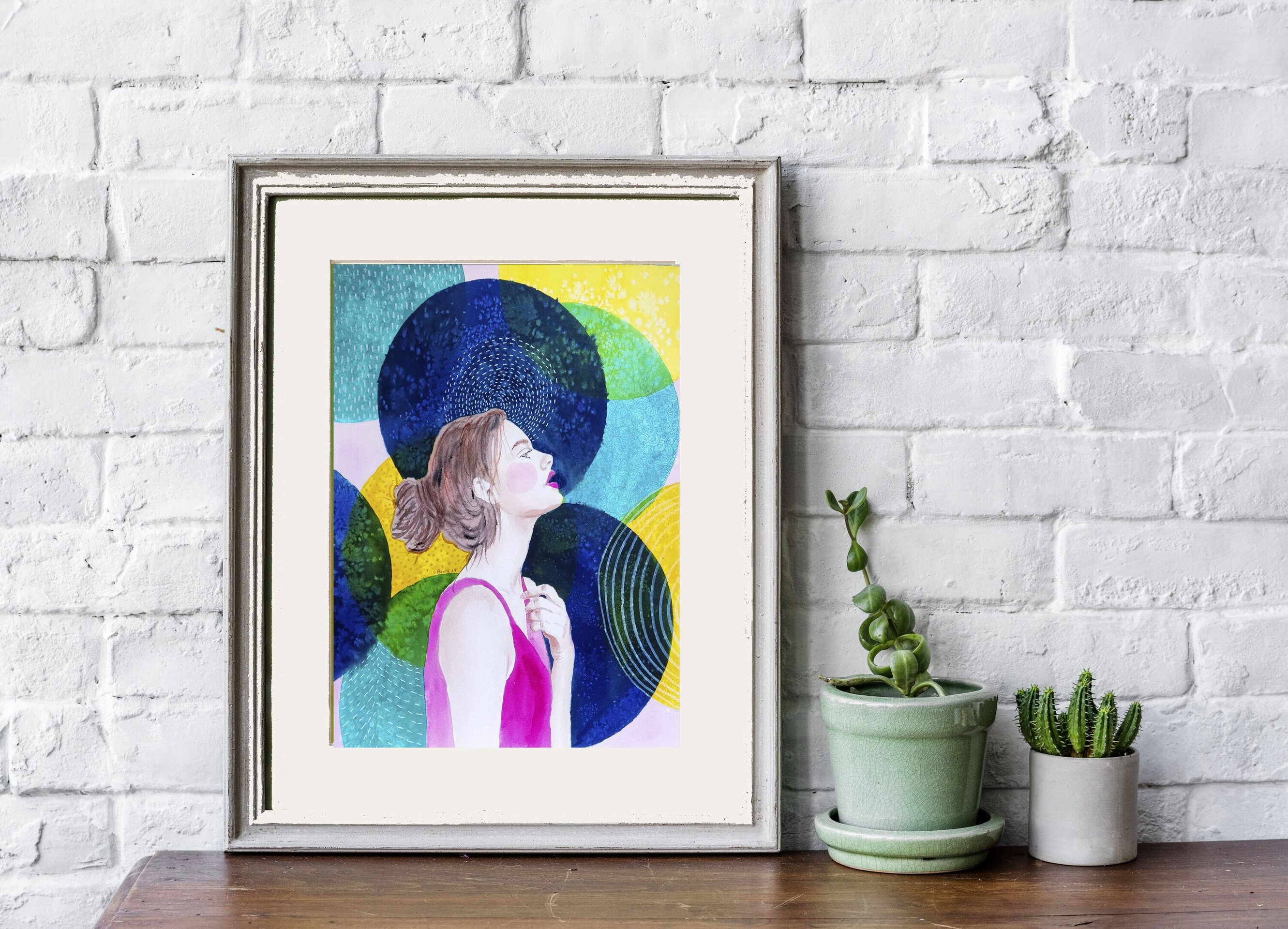 Acuarela creativa, retrato femenino: "El silencio del yo" - 3