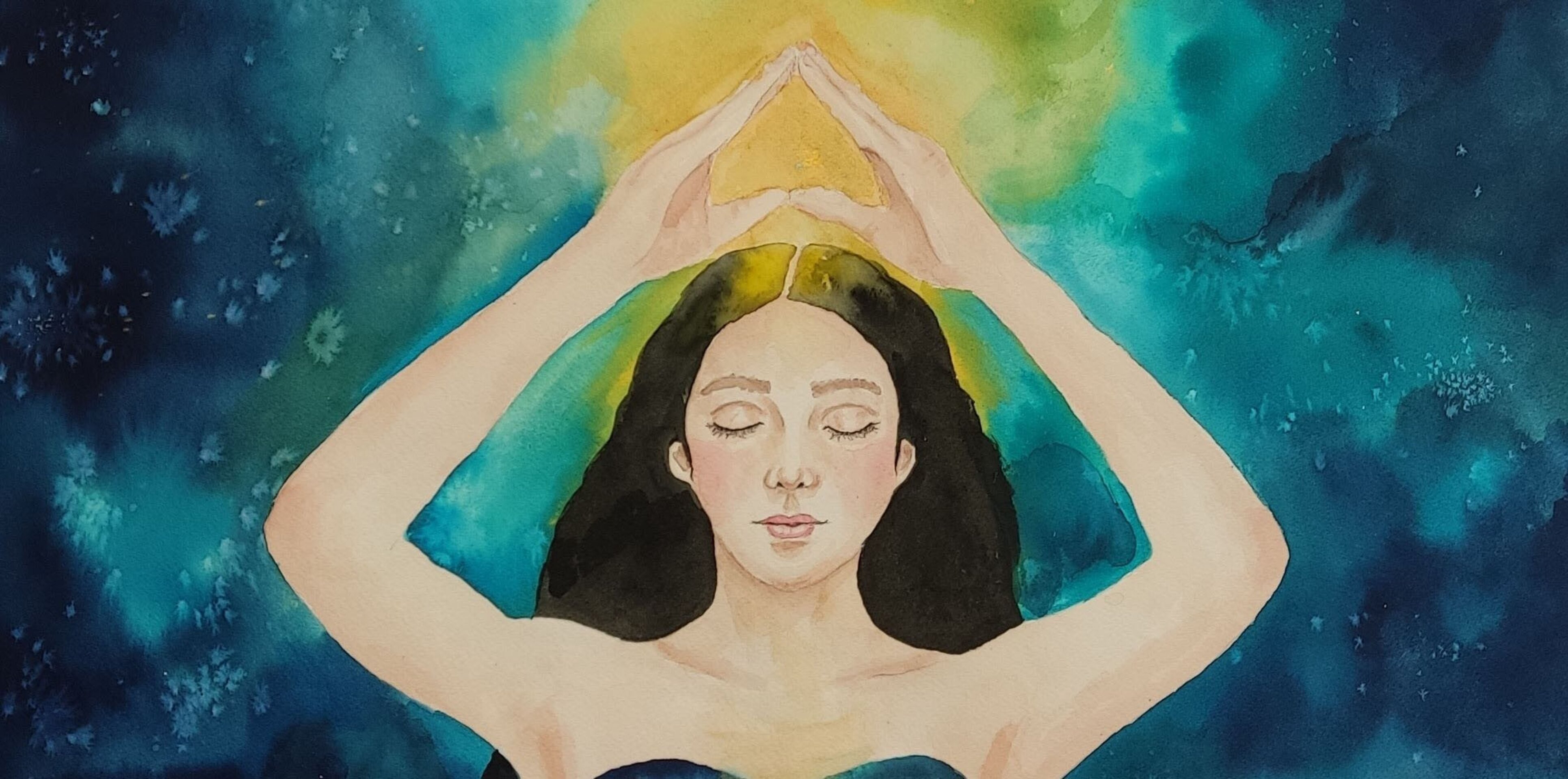 Retrato femenino, acuarela creativa:“Soy océano sagrado, habitado por lo eterno" - 2