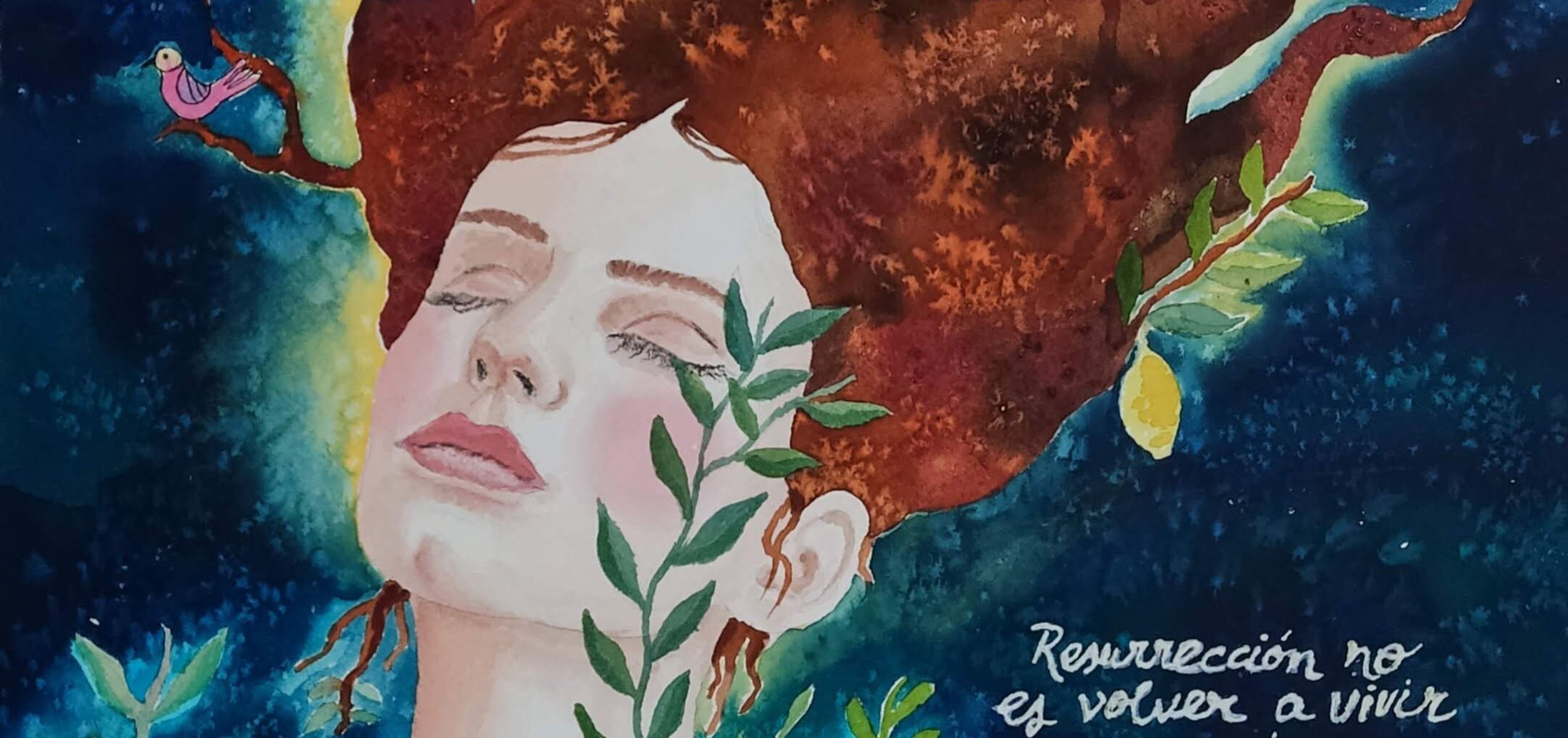 Acuarela Retrato Femenino "Resurrección" - 2