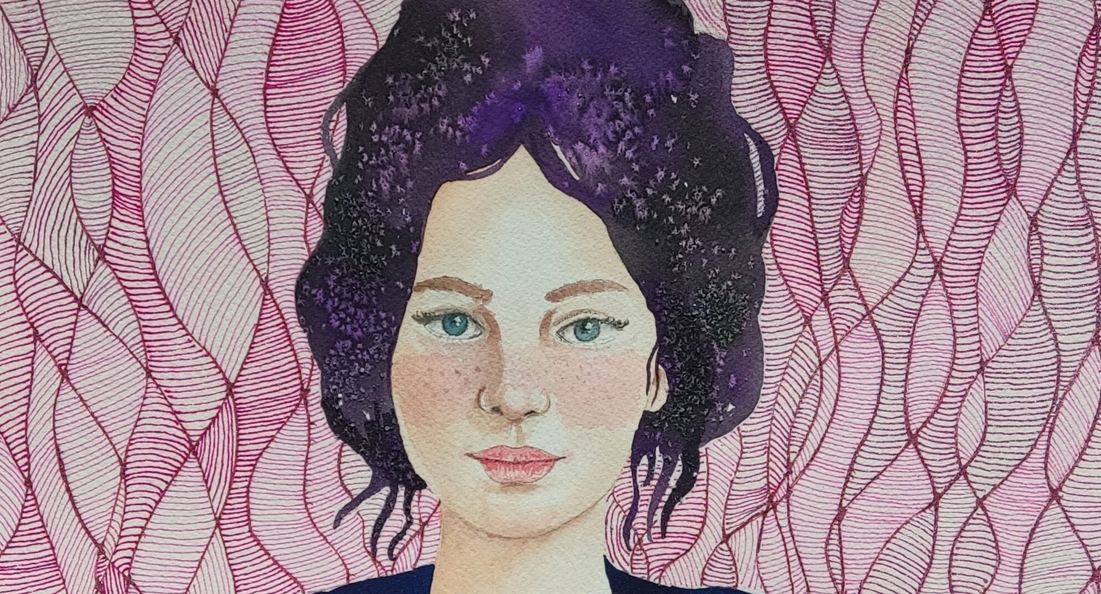 Acuarela Retrato Femenino "Ruido afuera, vida dentro" - 2