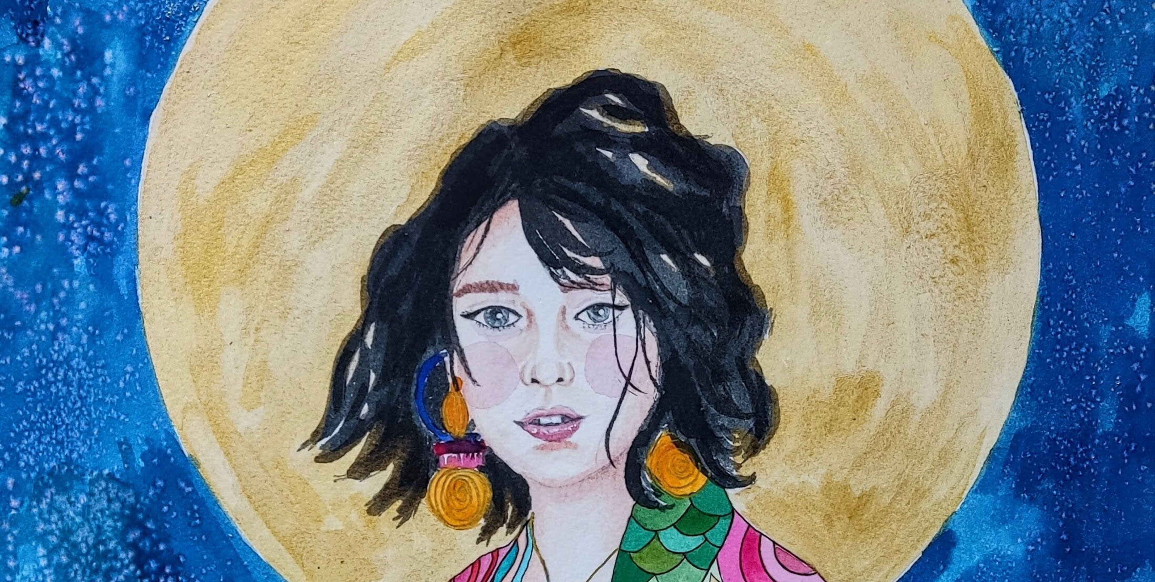 Acuarela Retrato Femenino "Eres aliciente"- Arte Hecho a Mano - 2