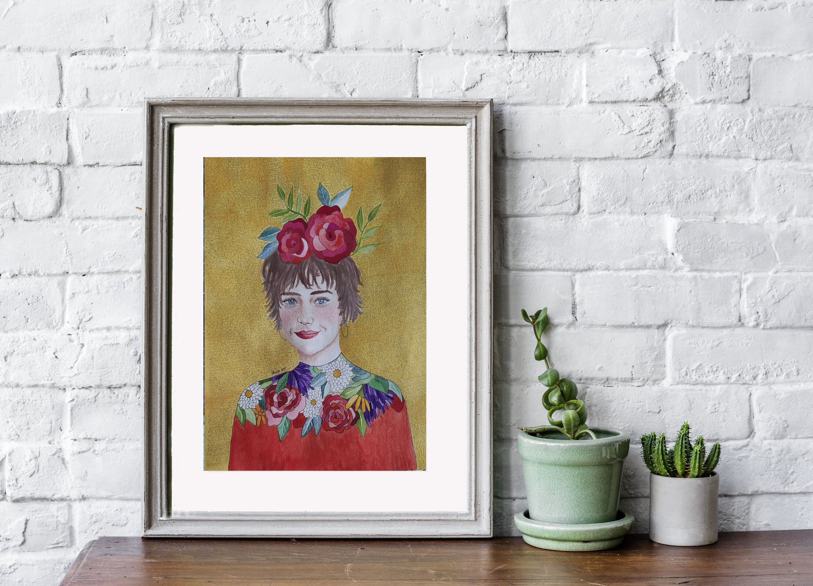 Acuarela creativa, retrato femenino: "Viva la vida y las flores!" - 3