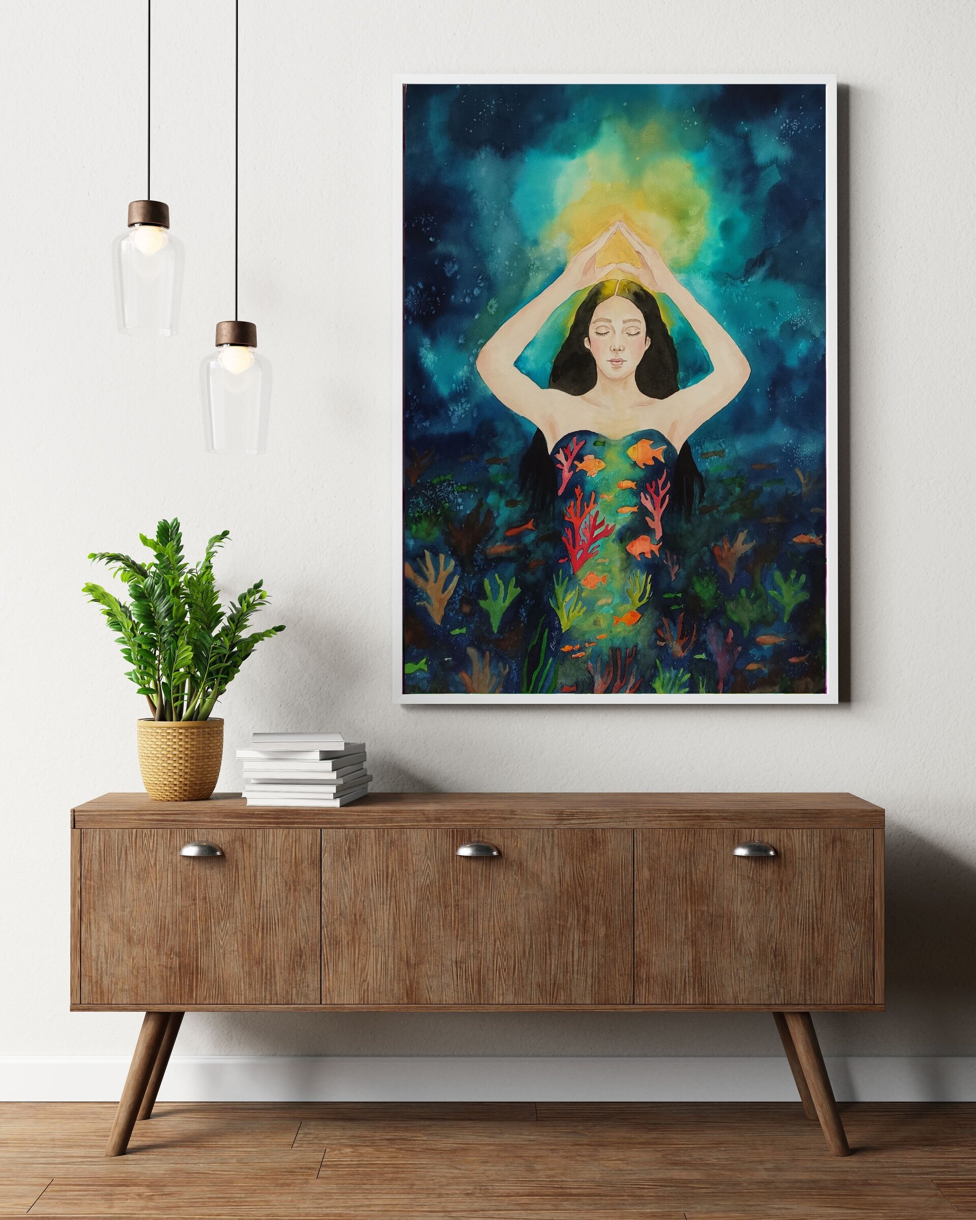 Retrato femenino, acuarela creativa:“Soy océano sagrado, habitado por lo eterno" - 3