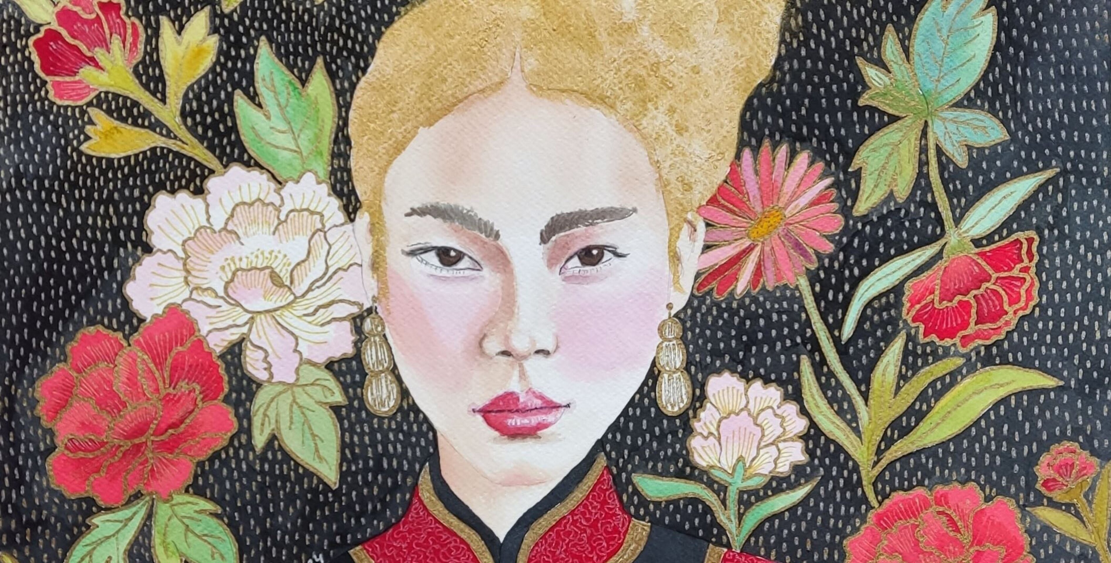 Acuarela, retrato femenino: "El amor se brinda a sí mismo" - 2