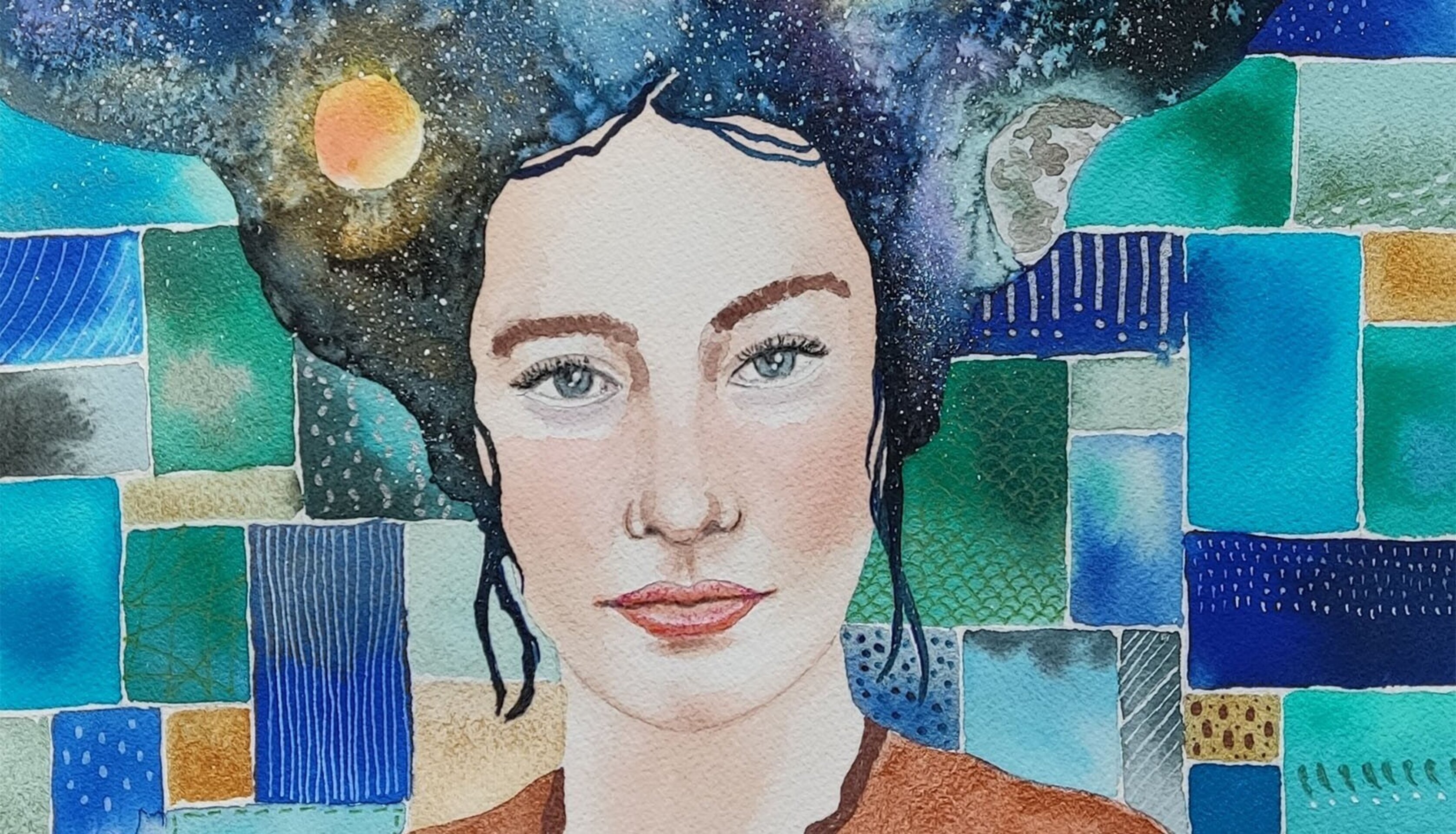 Acuarela Retrato Femenino "La infinitud del ser" - 2